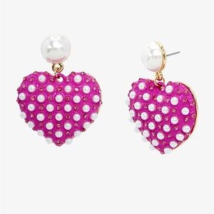 Betsey Johnson Heart Valentines Earrings - Pink